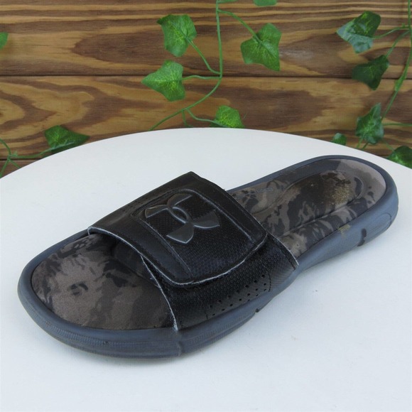 Under Armour Shoes Sz 3 Slide Boys‎ Youth Black Synthetic Hook & Loop Medium - Picture 1 of 10